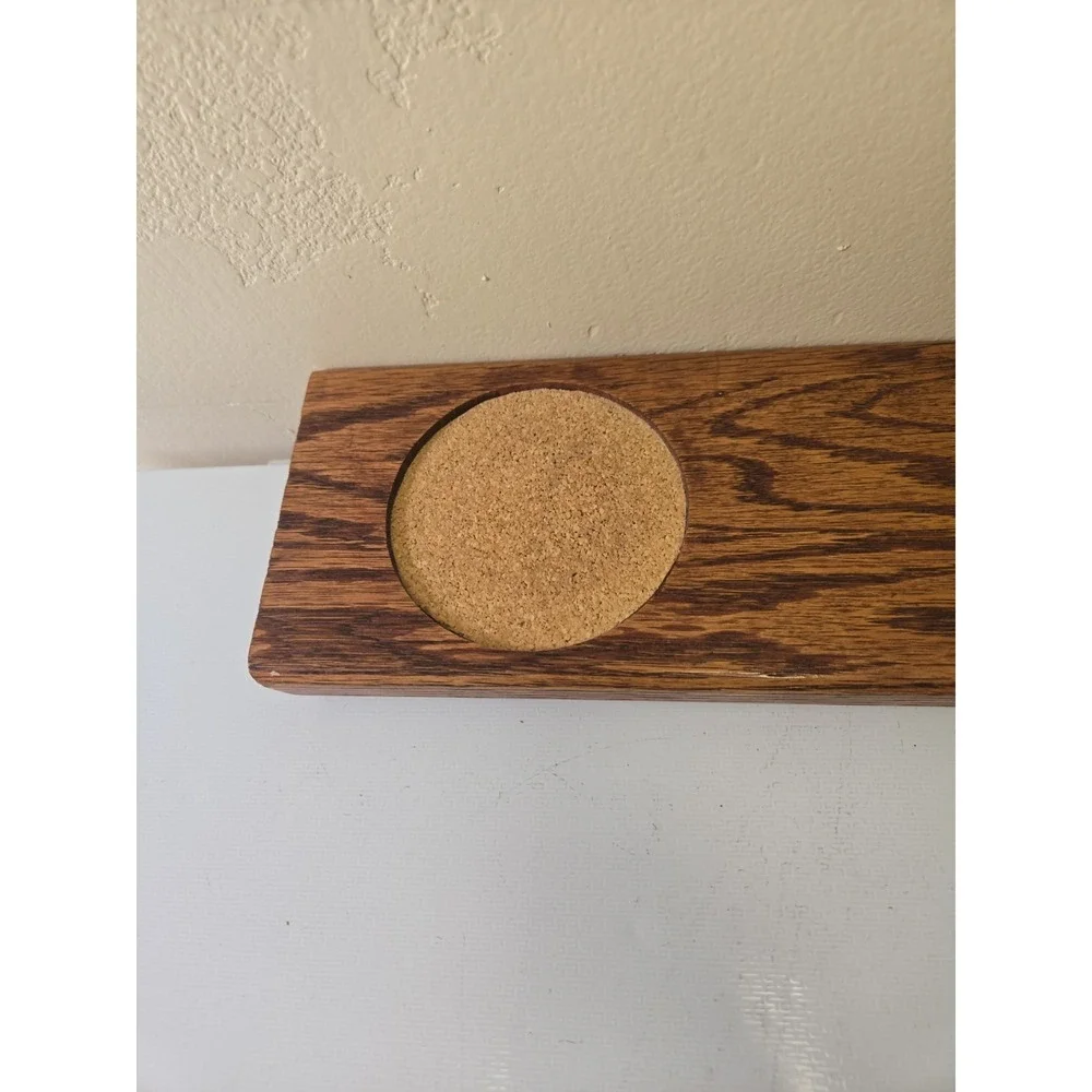 Vintage Wood Balancing Wine Bottle Holder Cork Coaster Mid Century Wet Bar